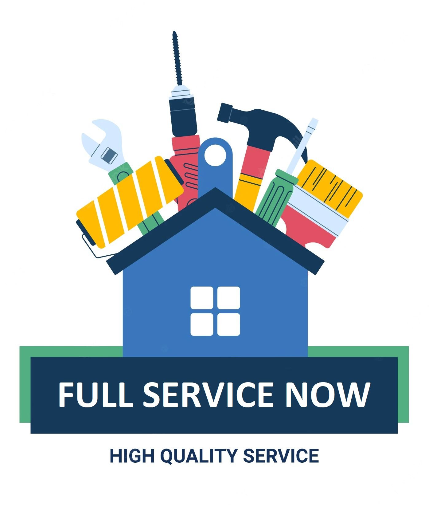 Full Service Now logo with a house and home improvement tools